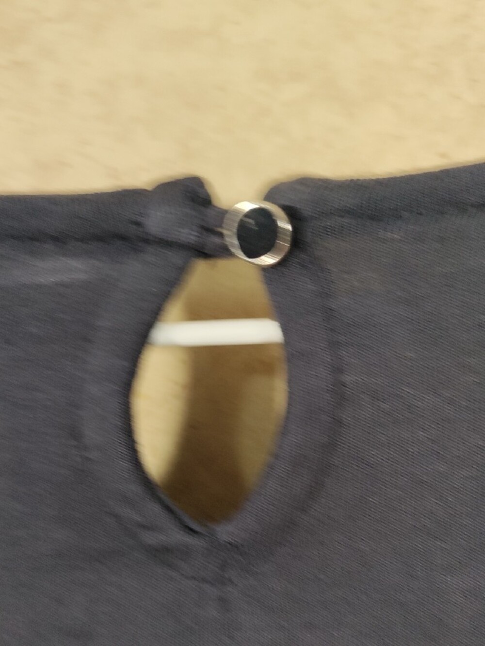 H137 Talbots Navy Long-Sleeve Ruffle Accent Top - Picture 9 of 11
